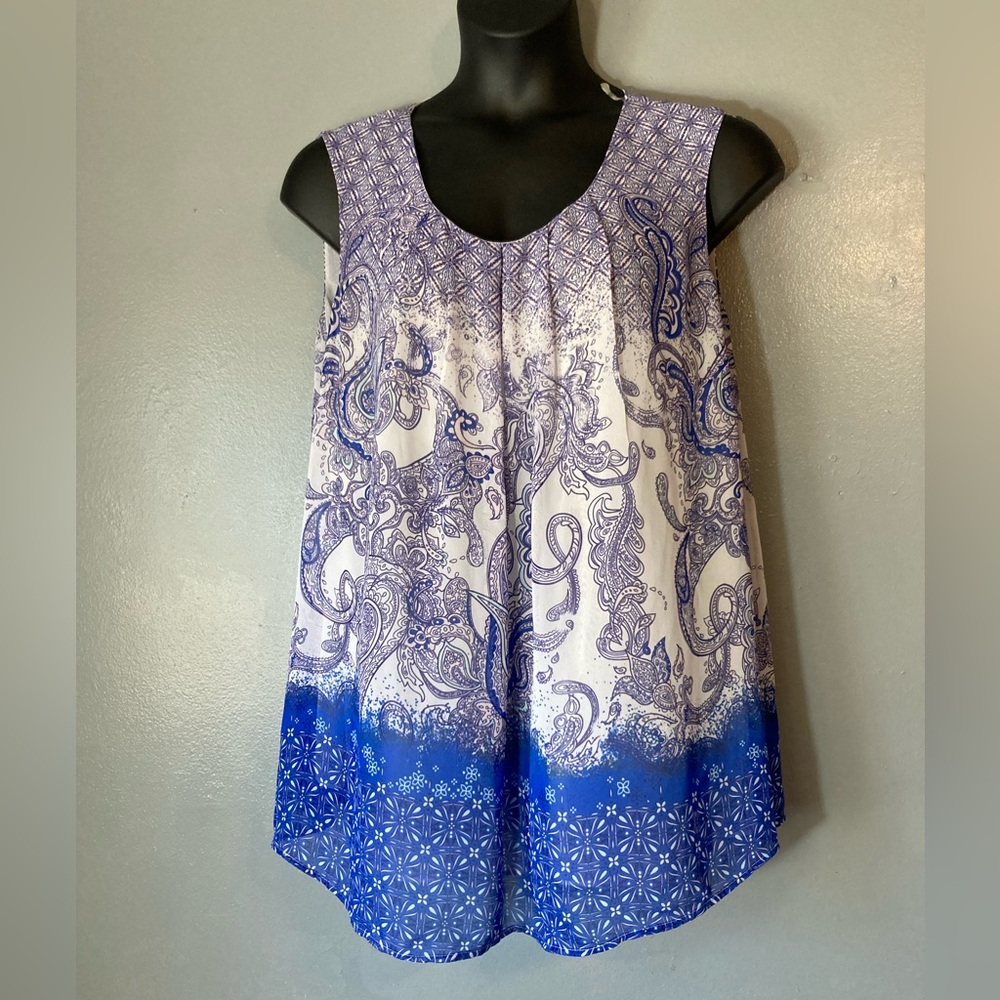 Daniel Rainn blue paisley sleeveless blouse